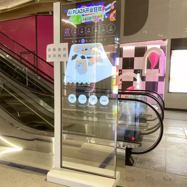 Señalización digital LED ultra transparente para centros comerciales