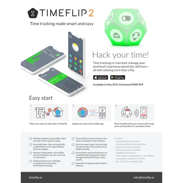 timeflip2 rastreador de tiempo inteligente interactivo que puede administrar su tiempo