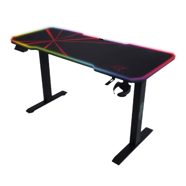 escritorio blanco barato para juegos con alfombrilla XXL