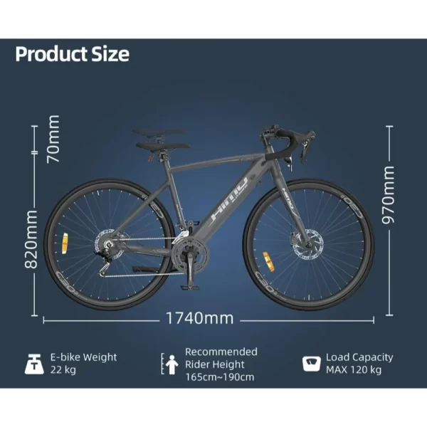 Dimensiones de la bicicleta de carretera.