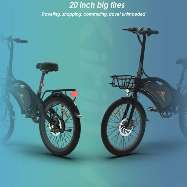Bicicleta eléctrica plegable con neumáticos de 20 pulgadas.