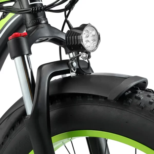 Bicicleta eléctrica con faro LED superbrillante integrado.