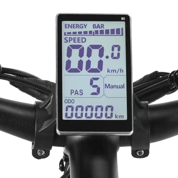 Bicicleta eléctrica con una gran pantalla LCD multifuncional.