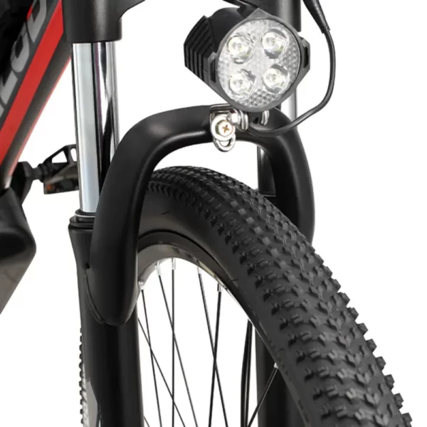 E-bike con luz LED delantera y trasera.