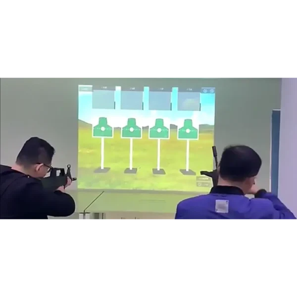 juego con pistolas láser que interactúan con los elementos proyectados