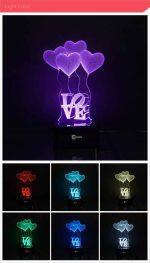 Corazones y Globos - Lámpara holográfica con iluminación óptica 3D - Imagen 15