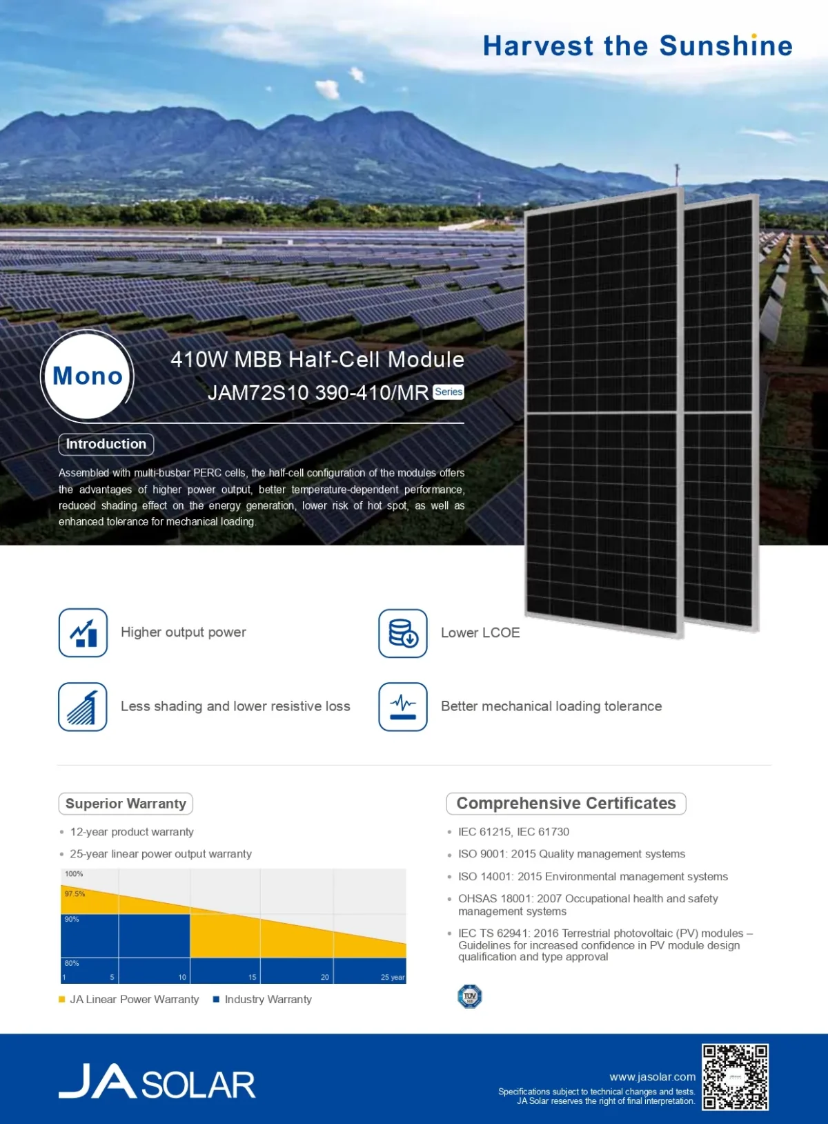 Ja Solar Panel Solar 410 Vatios JAM72S10-410/MR - Imagen 3