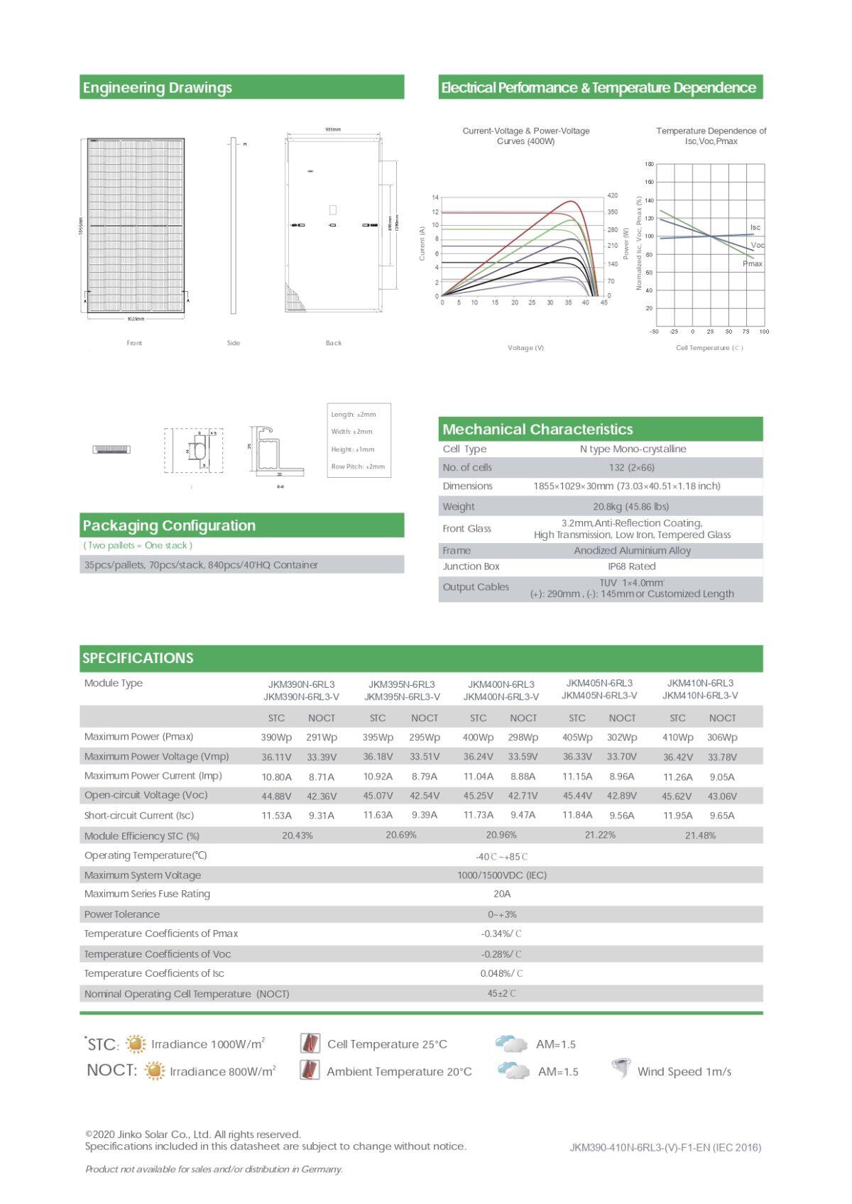Jinko Panel Solar 410 Watt JKM410N-6RL3-V N-type Monocristalino - Imagen 3