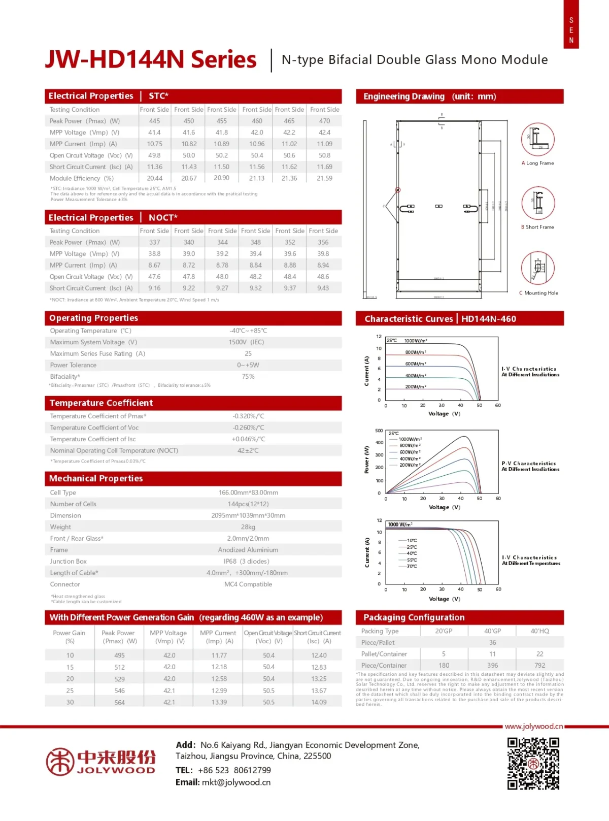 Jolywood Pannello Solare JW-HD144N-460 Watt N-type Bifacciale - Imagen 4