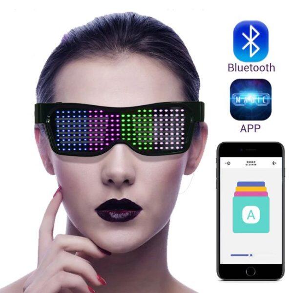 Gafas LED Mágicas para Fiestas con Bluetooth y Control de Aplicaciones