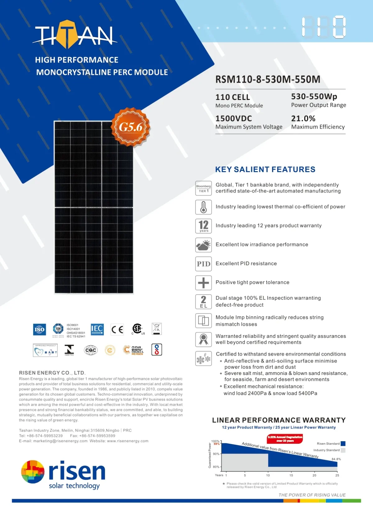 Risen Panel Solar 545 Watt RSM110-8-545M Monocristalino - Imagen 3