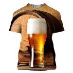 Camiseta Casual Estampada en 3D para Hombre (cerveza, hamburguesa, águila)