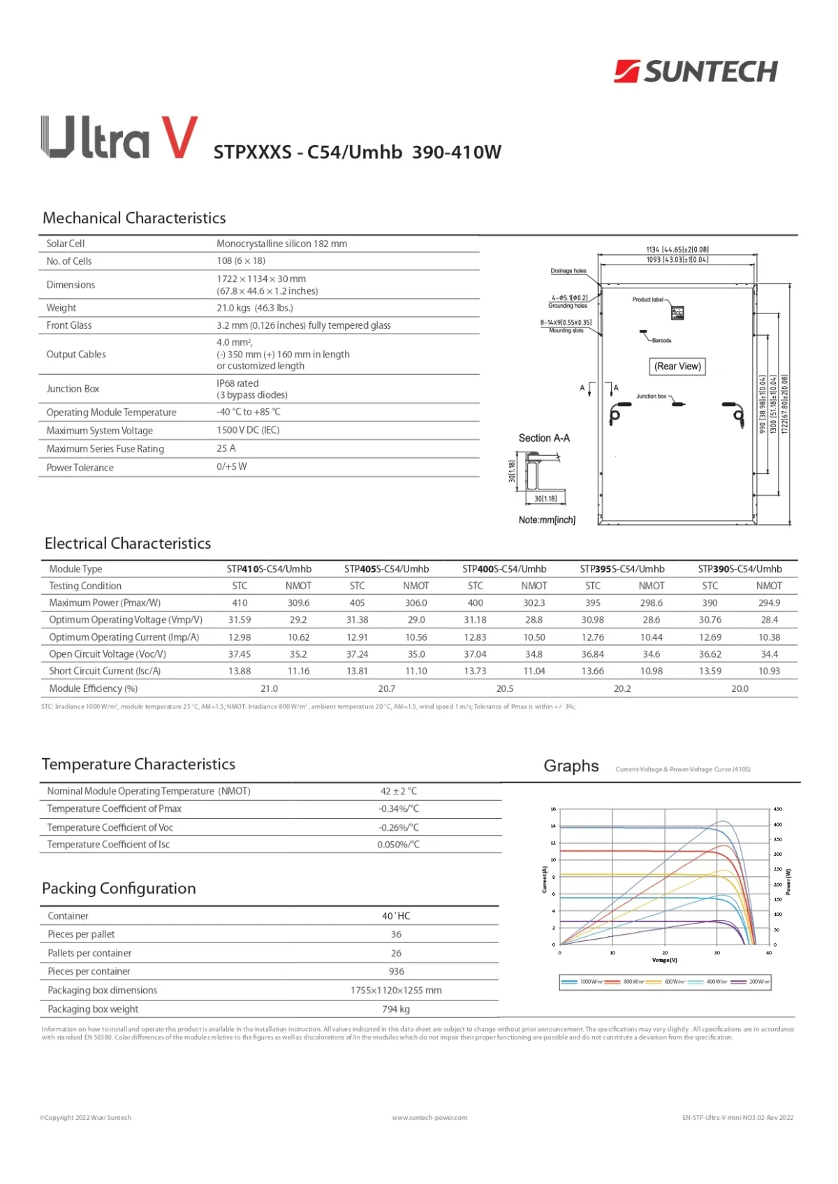 Suntech Pannello Solare 400 Watt STP400S - C54/Umhb Cornice Nera - Imagen 4