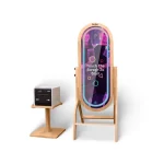 photo booth with rustic oak frame